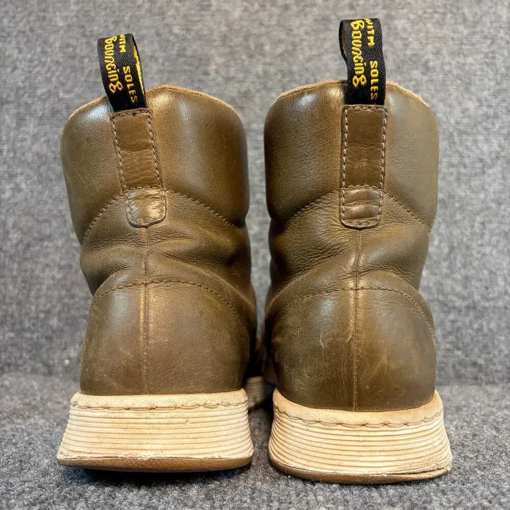 Dr Martens DMs Lite Carpathian Green Leather Boots Men 13 Lightweight White Sole